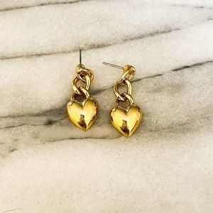 Monet Gold Heart Earrings Chain Dangle Drop Glam Holiday Party
